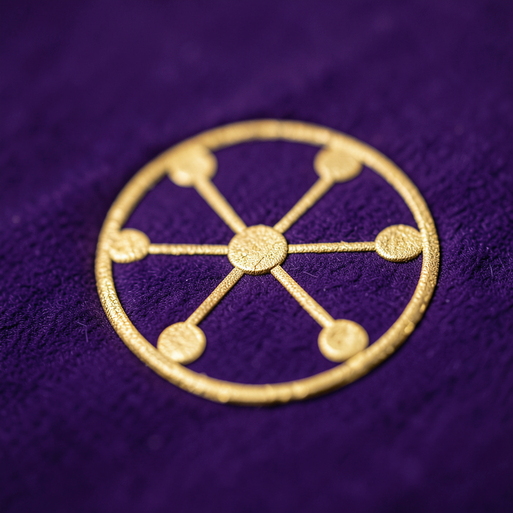 SBI Australia circular logo featuring deep purple background with gold interconnected node motif